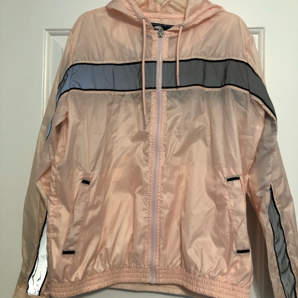 Women’s pink reflective FILA windbreaker
